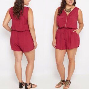 ✨2/$20 Rue21 Challis Zipped Romper Plus Size 1X Rue 21 Lightweight Pockets Zip